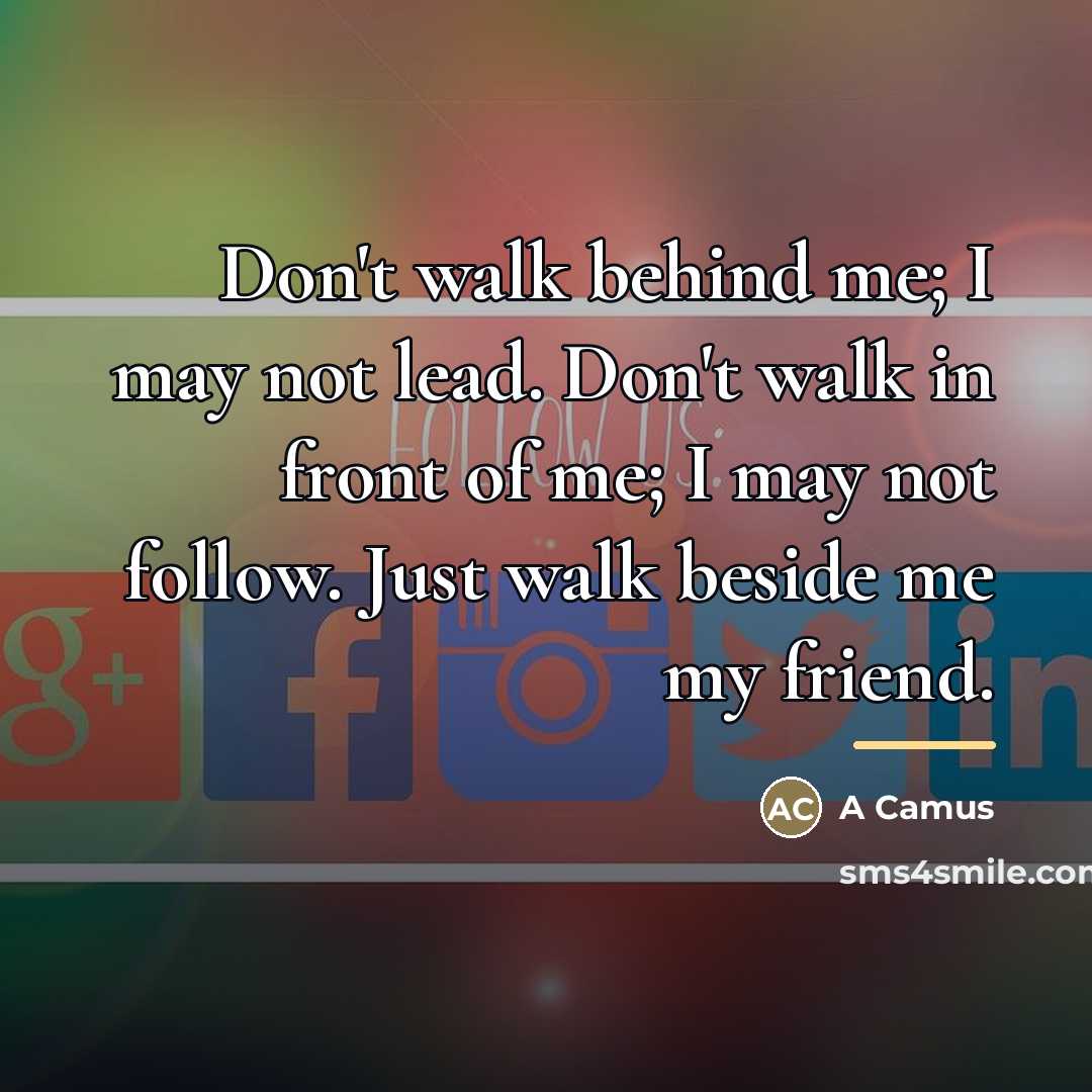 “Don't walk behind me; I may not lead. Don't walk…” quote by Anonymous