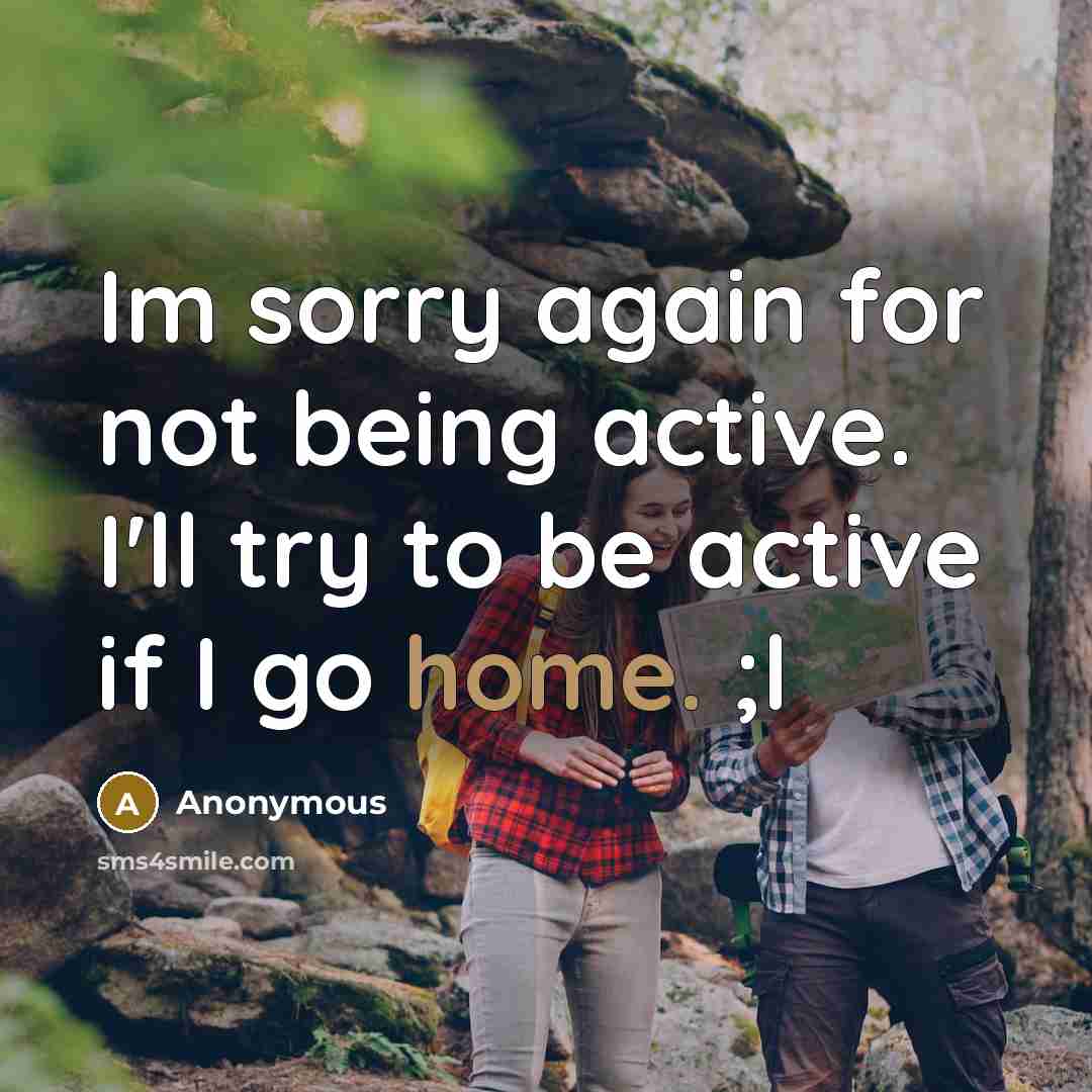 “Im sorry again for not being active. I'll try to be active if I go home. ;l” quote by Anonymous