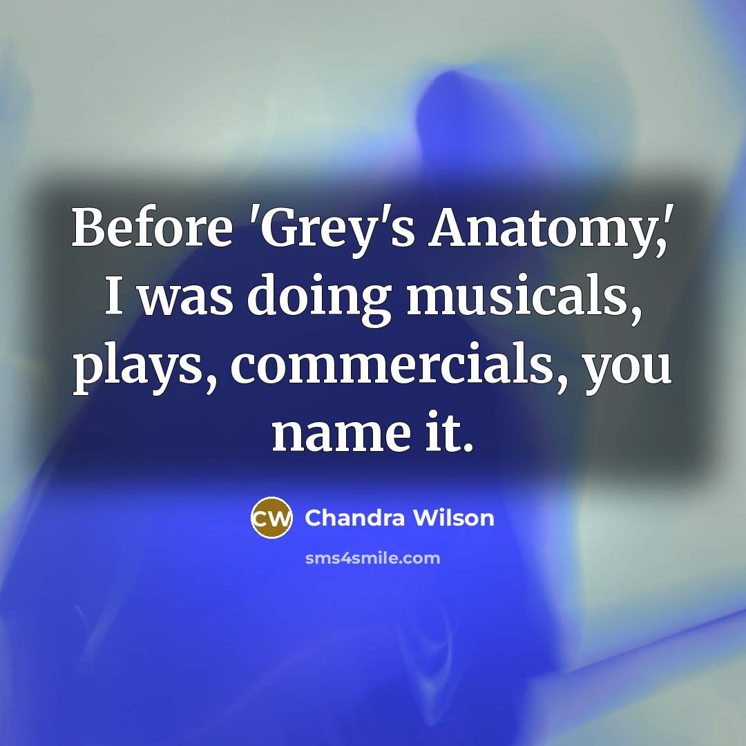 “Before 'Grey's Anatomy,' I was doing musicals, plays, commercials, you…” quote by Chandra Wilson