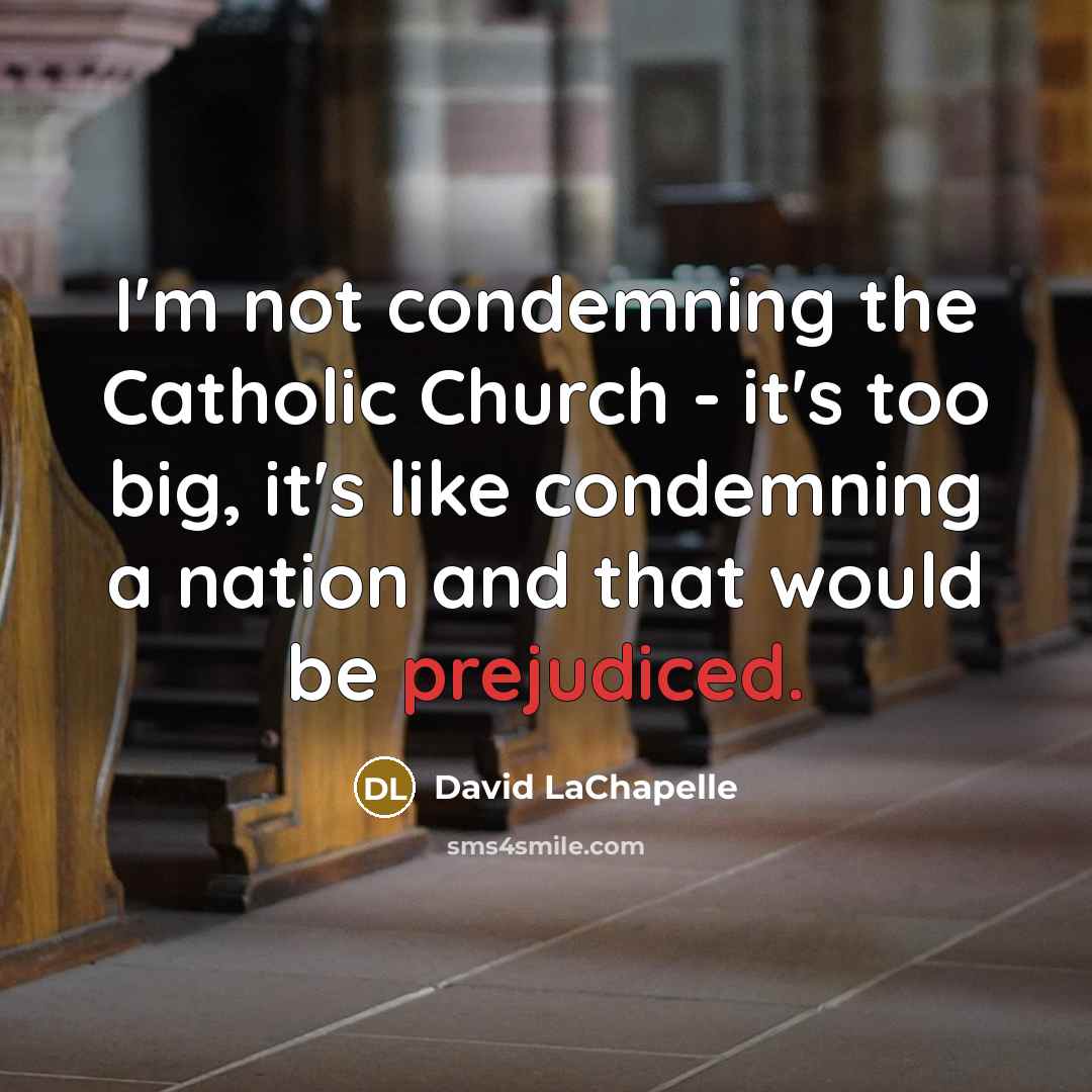 “I'm not condemning the Catholic Church - it's too big,…” quote by David LaChapelle