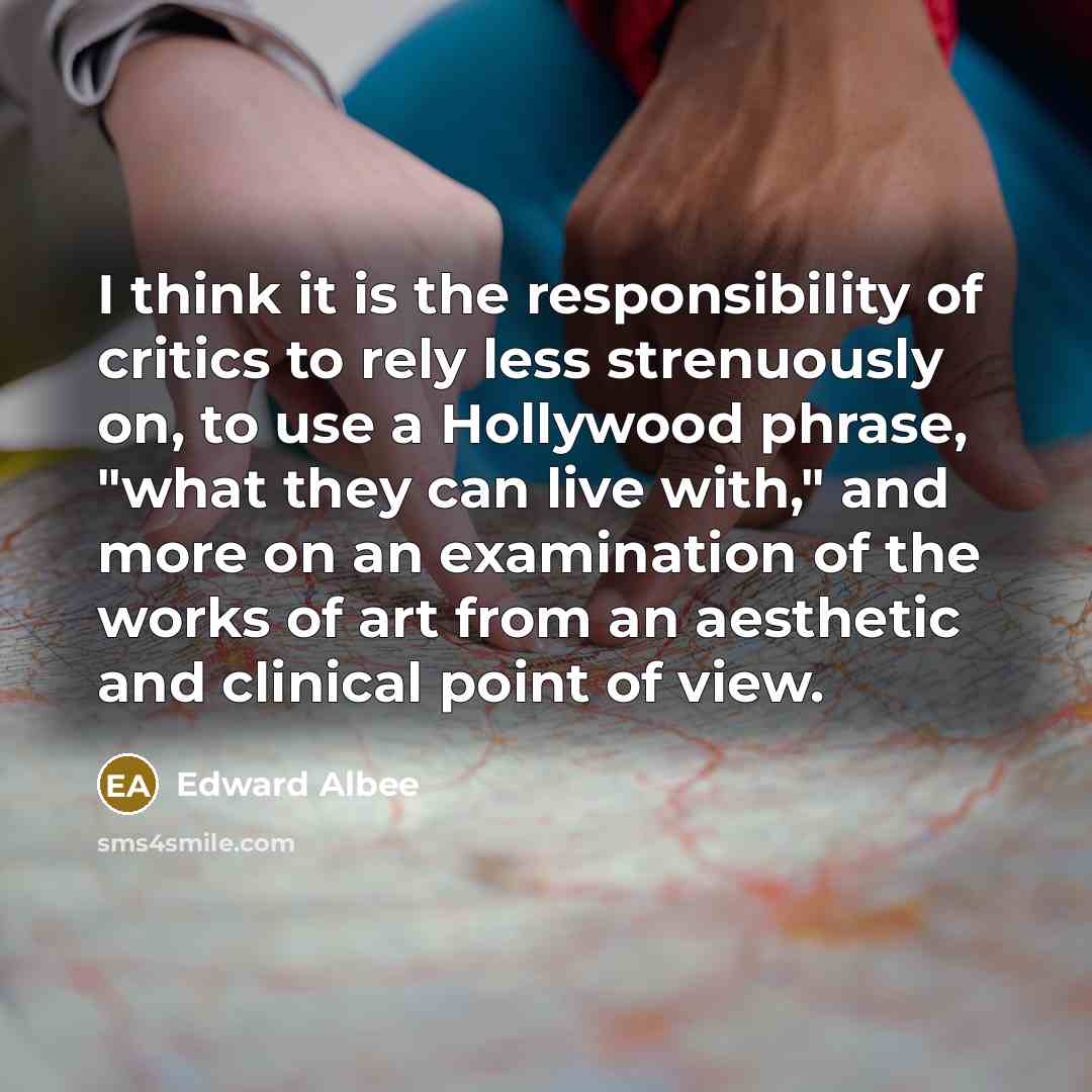 “I think it is the responsibility of critics to rely…” quote by Edward Albee