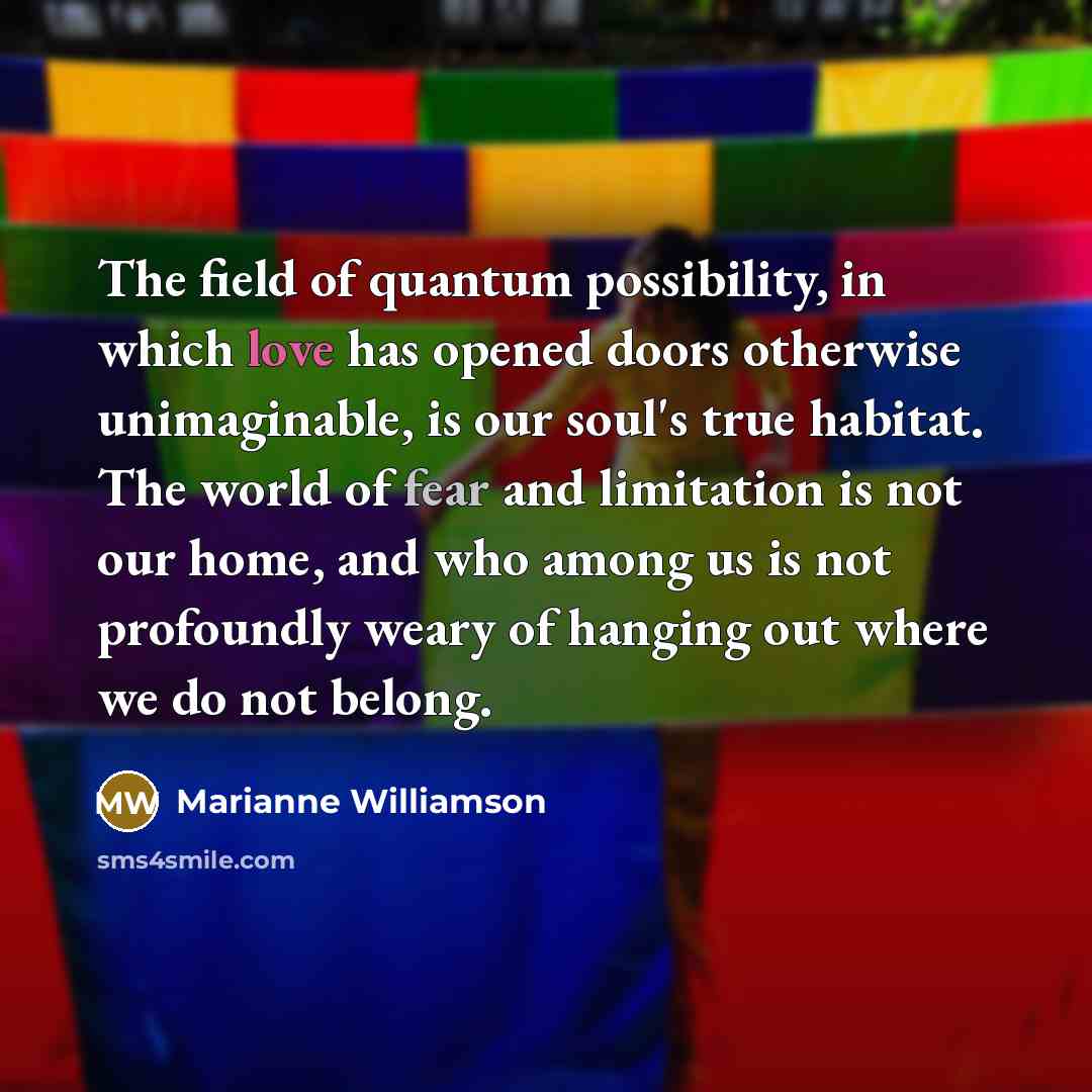 “The field of quantum possibility, in which love has opened…” quote by Marianne Williamson