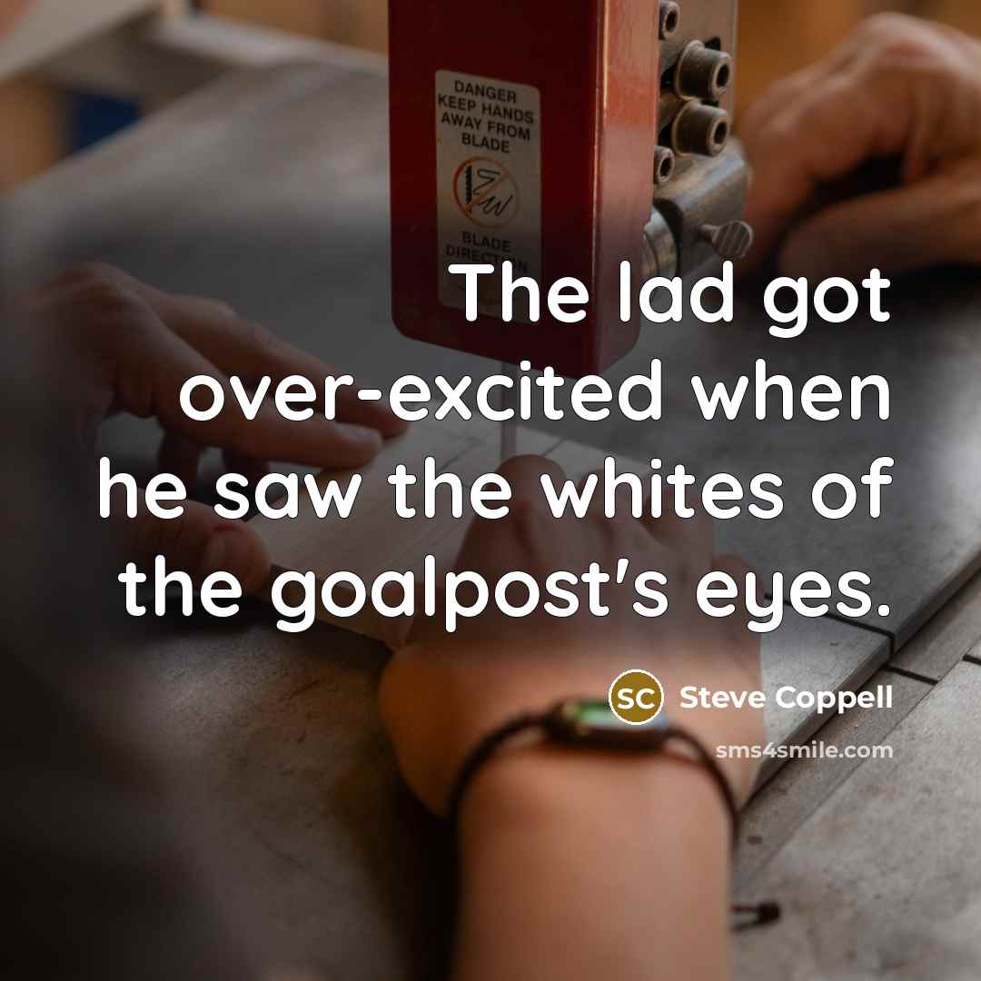 “The lad got over-excited when he saw the whites of…” quote by Steve Coppell