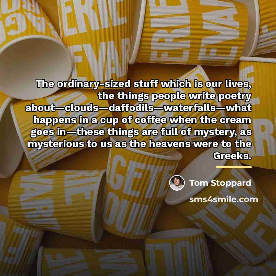 “The ordinary-sized stuff which is our lives, the things people…” quote by Tom Stoppard