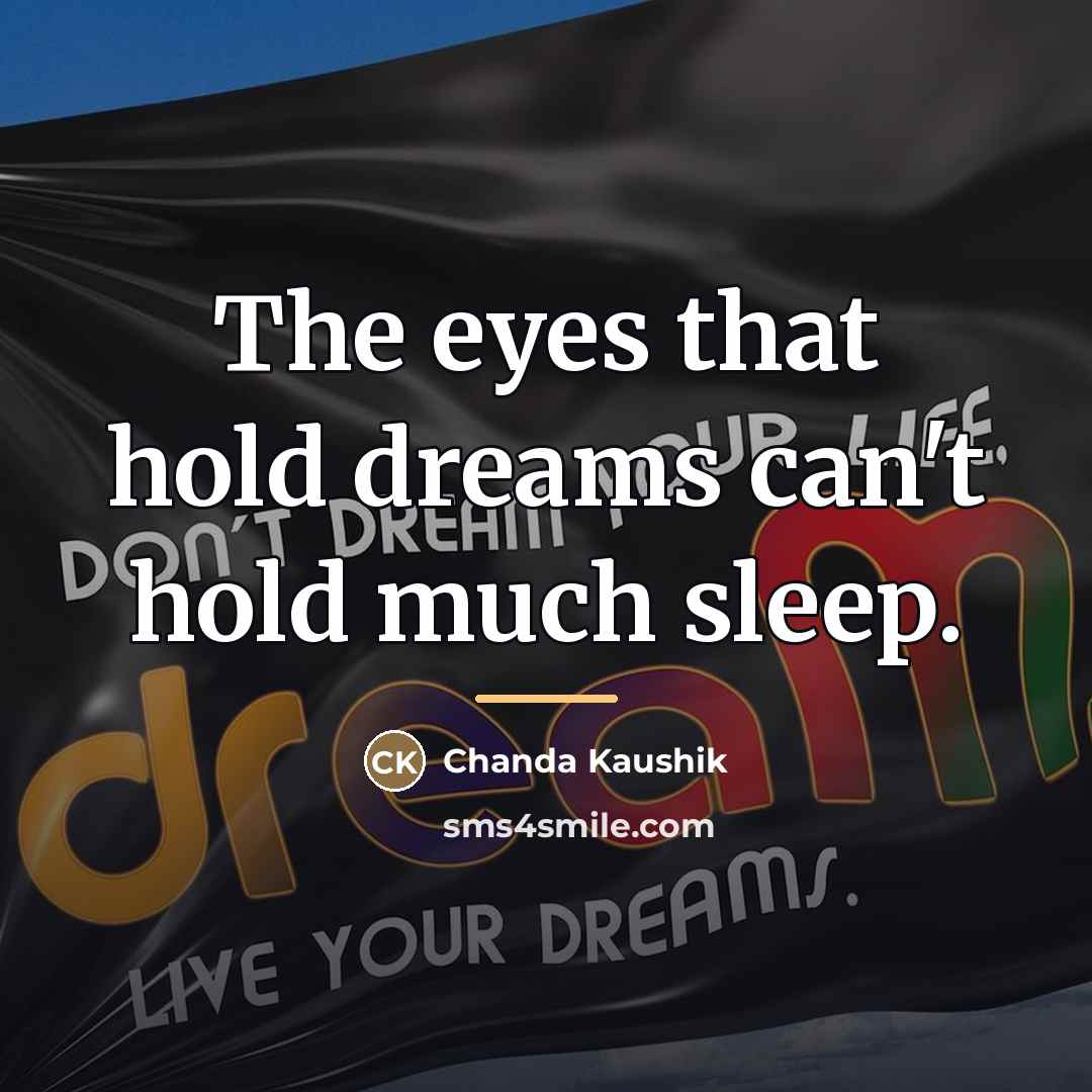 “The eyes that hold dreams can't hold much sleep.…” quote by Chanda Kaushik