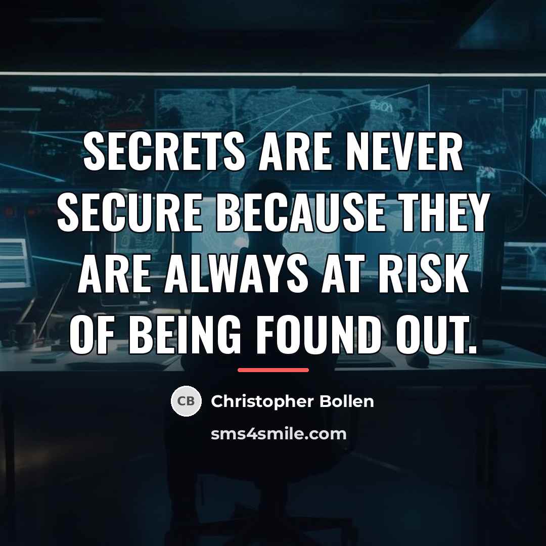 “Secrets are never secure because they are always at risk…” quote by Christopher Bollen