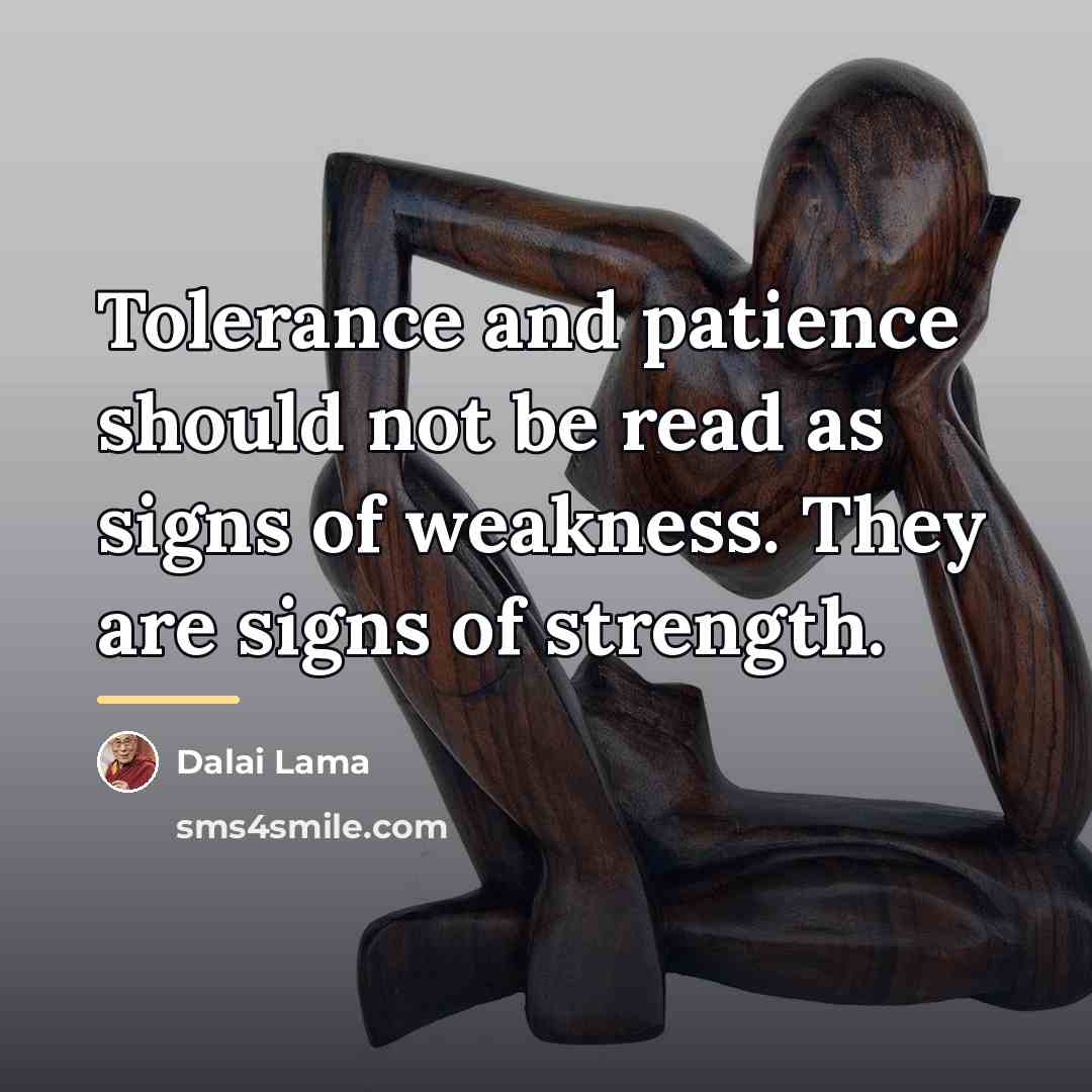 “Tolerance and patience should not be read as signs of…” quote by Dalai Lama