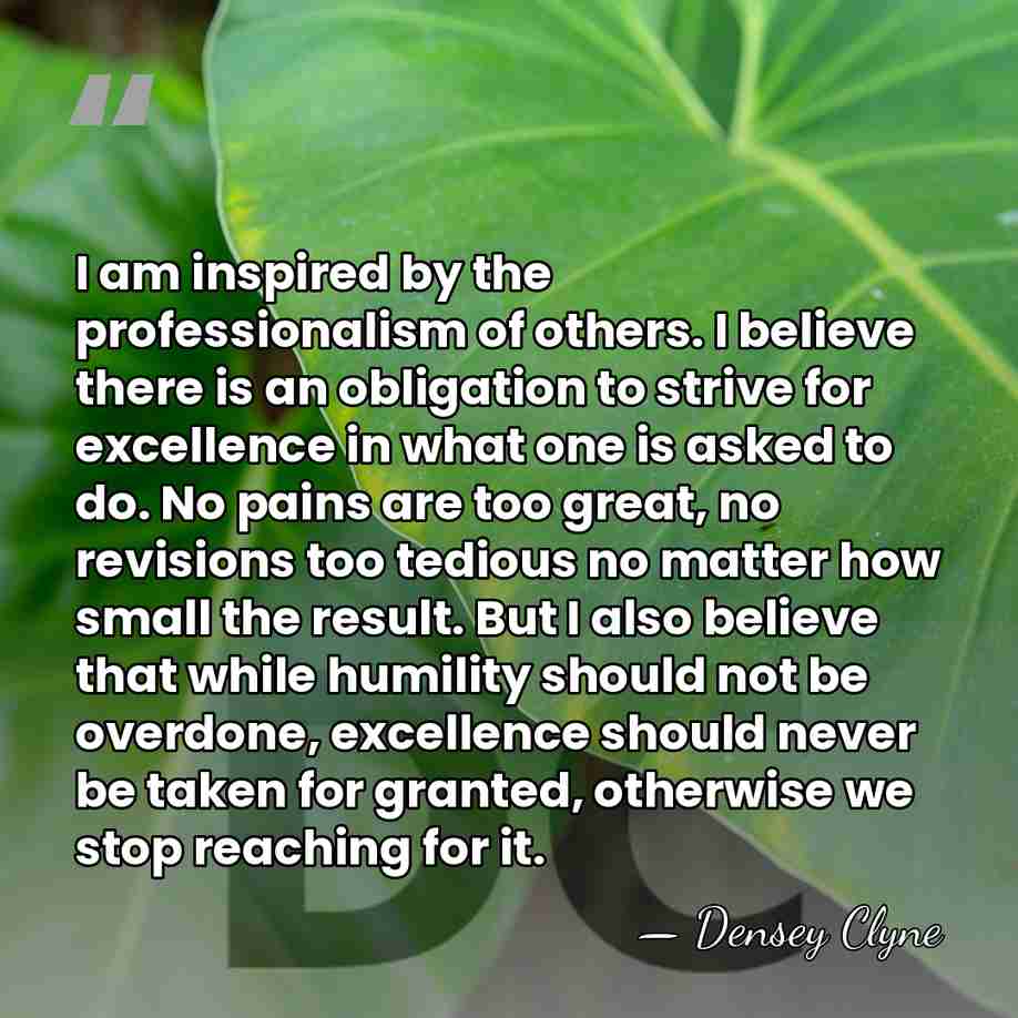 I am inspired by the professionalism of others. I believe there is&hellip; - Densey Clyne