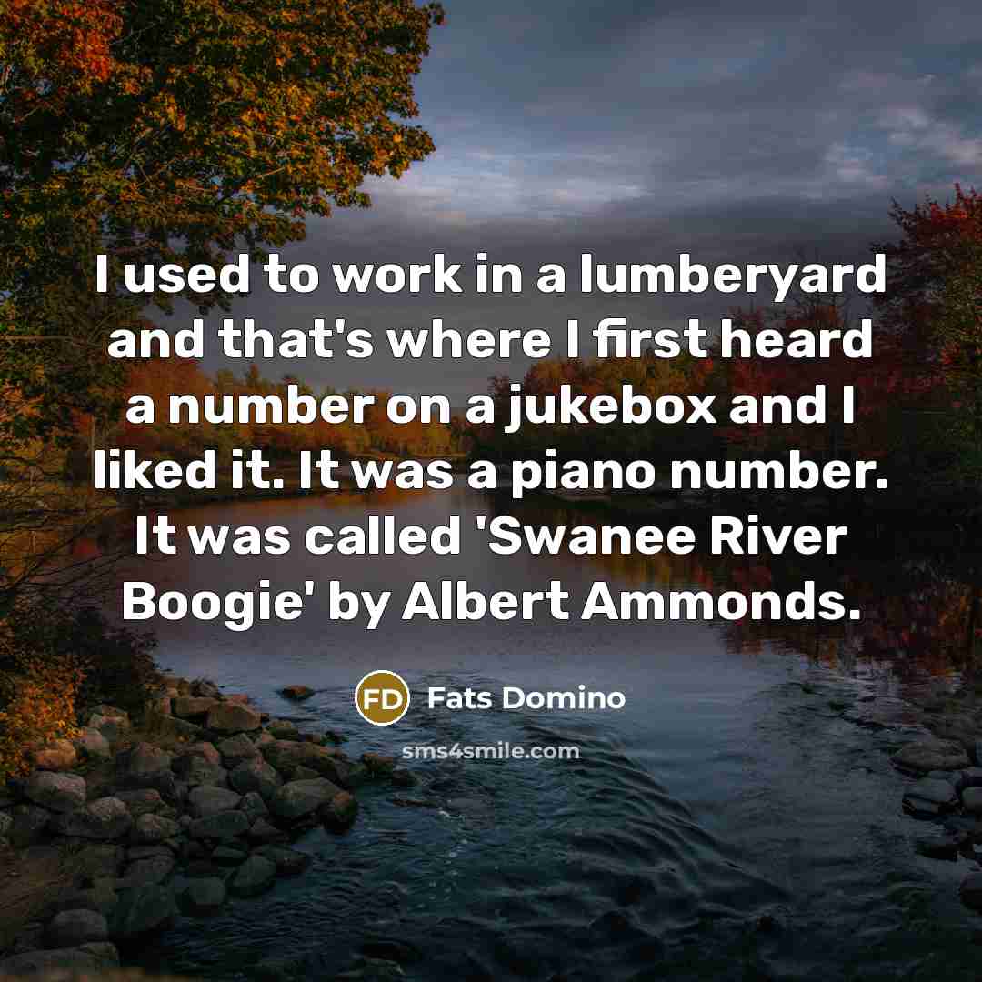“I used to work in a lumberyard and that's where…” quote by Fats Domino