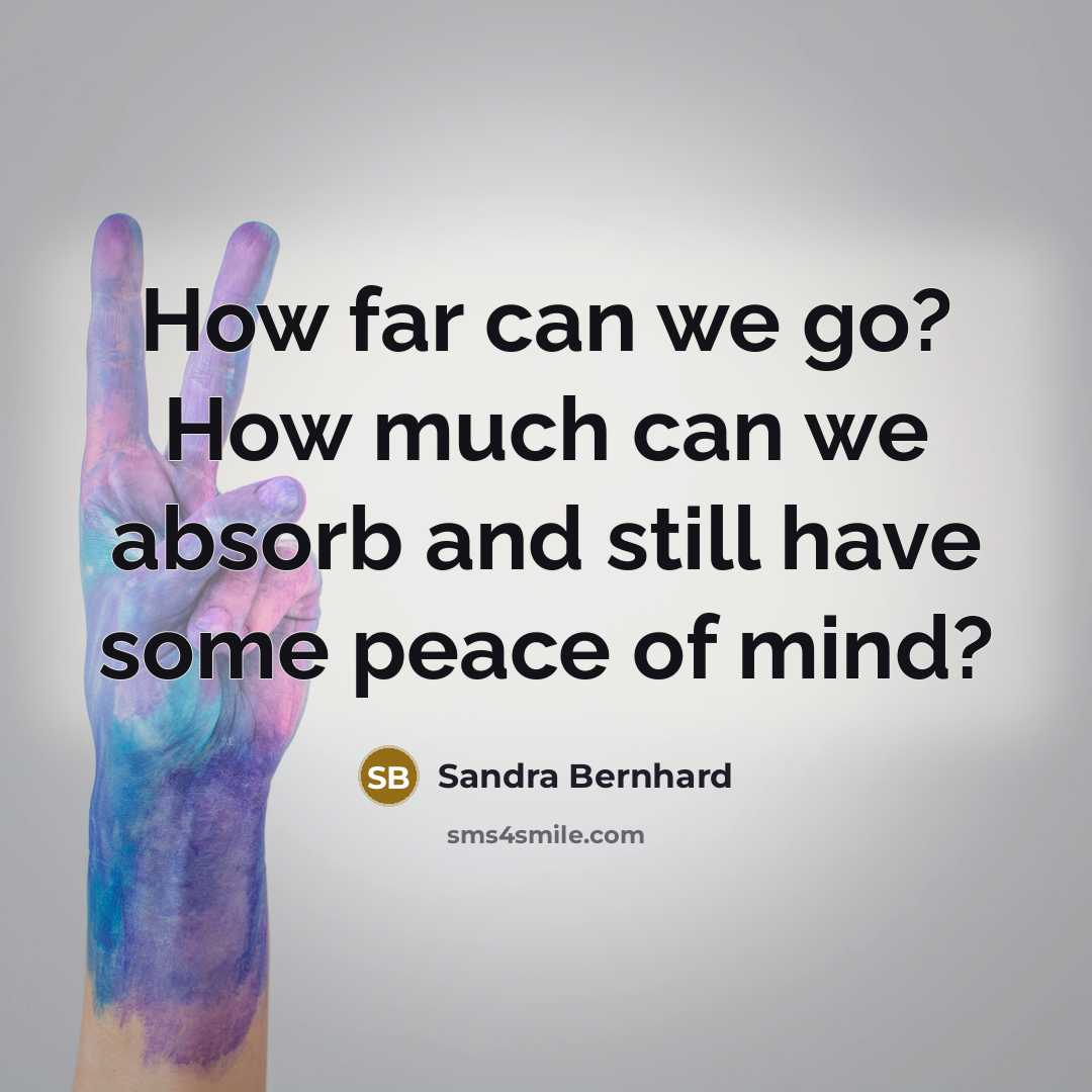 “How far can we go? How much can we absorb…” quote by Sandra Bernhard