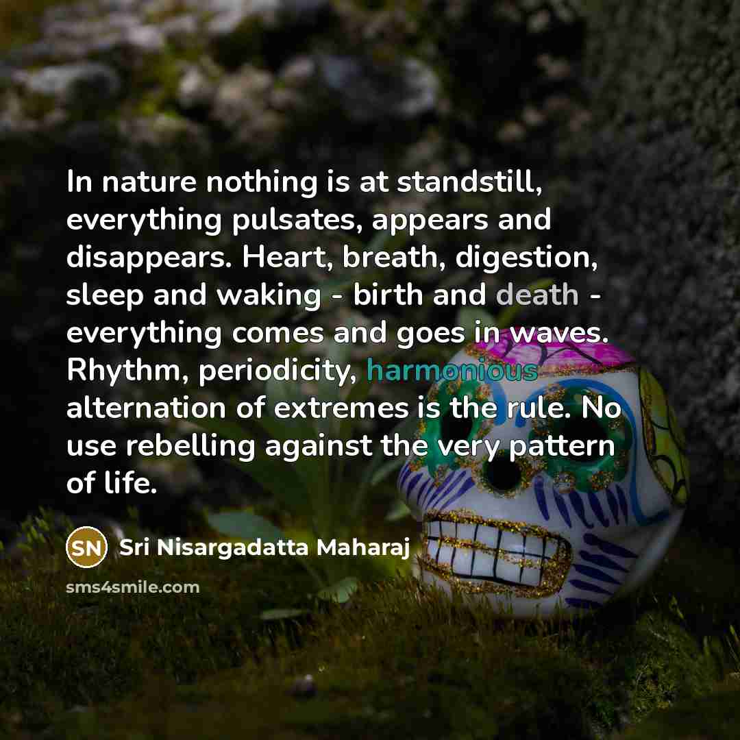 “In nature nothing is at standstill, everything pulsates, appears and…” quote by Sri Nisargadatta Maharaj
