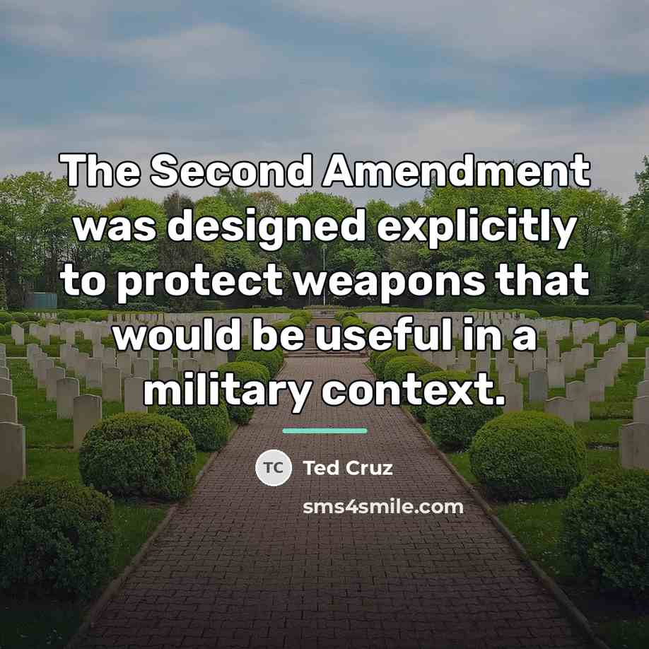 “The Second Amendment was designed explicitly to protect weapons that…” quote by Ted Cruz