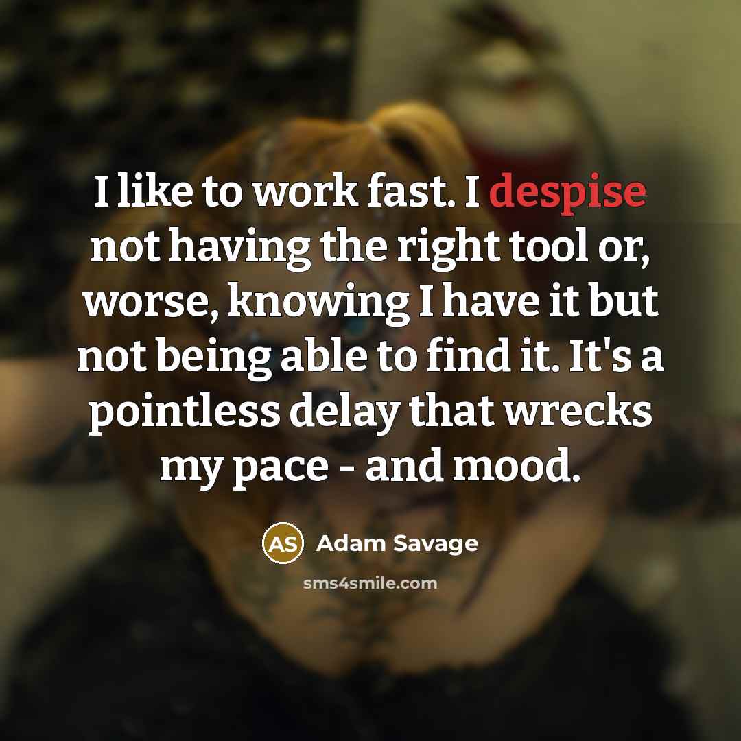 “I like to work fast. I despise not having the…” quote by Adam Savage