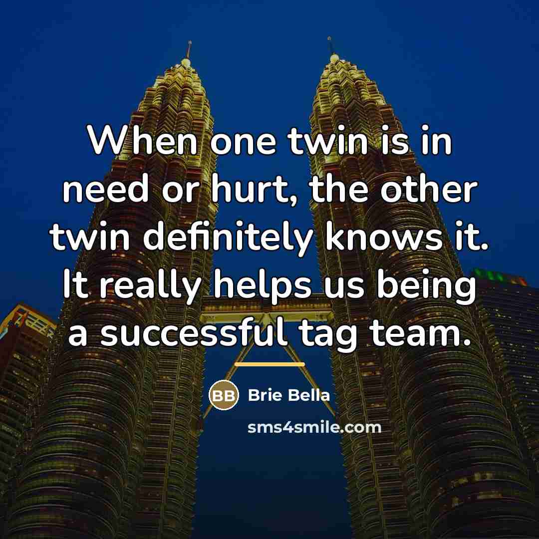 “When one twin is in need or hurt, the other…” quote by Brie Bella