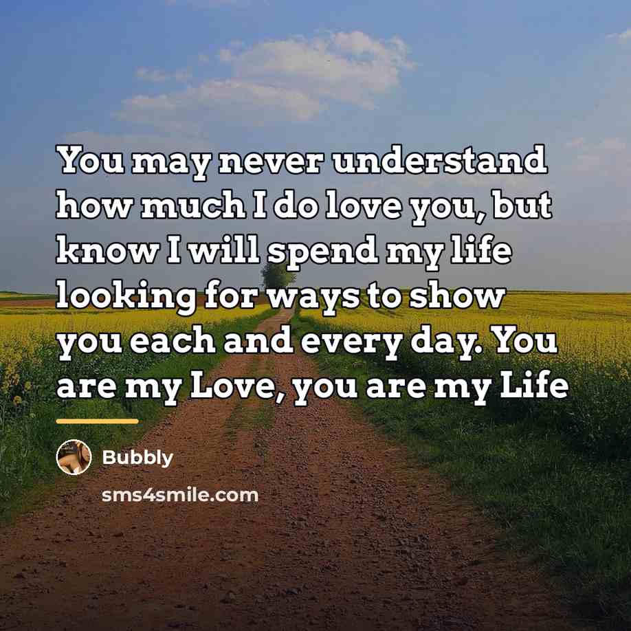 “You may never understand how much I do love you,…” quote by Bubbly