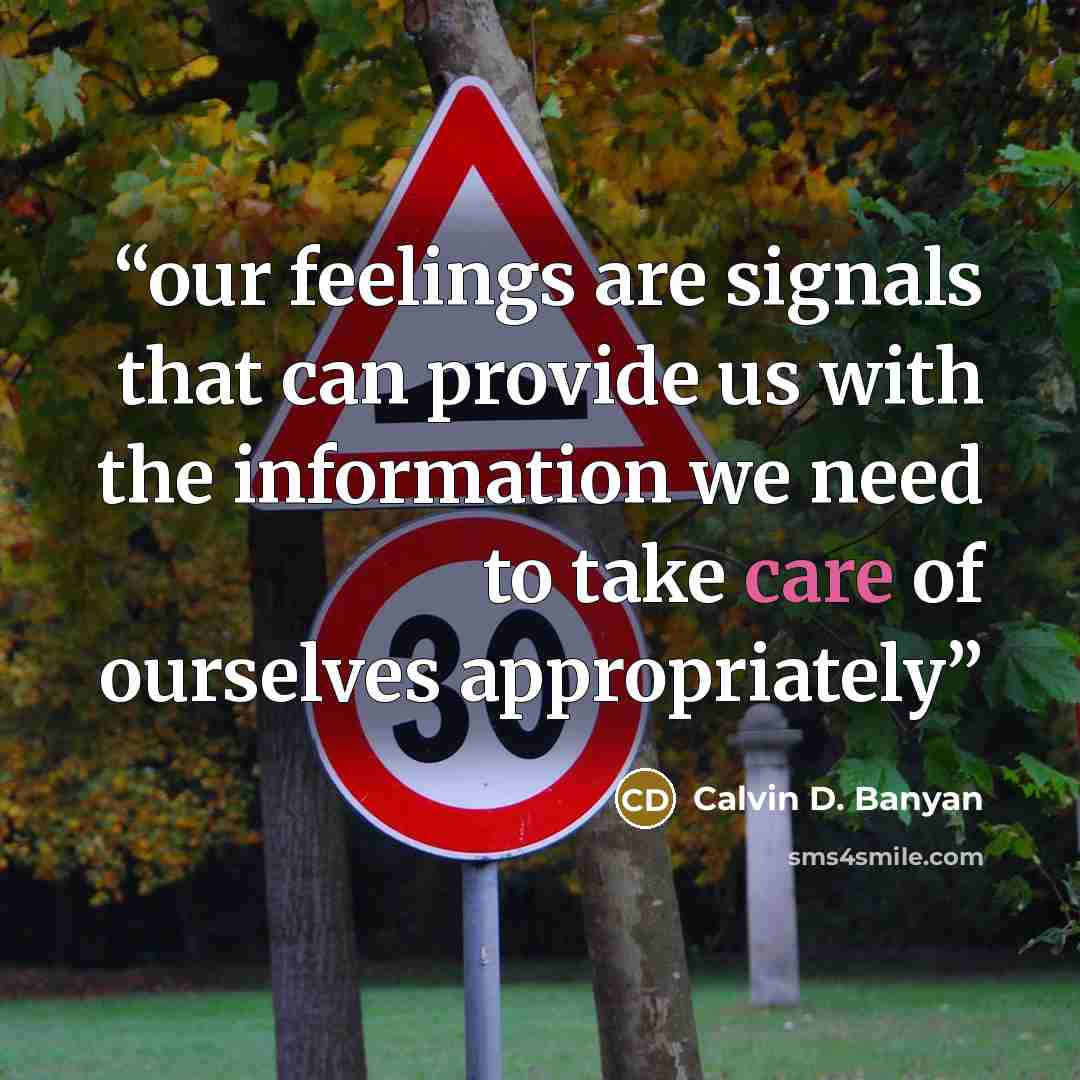 “our feelings are signals that can provide us with the information we need to take care of ourselves appropriately” quote by Calvin D. Banyan