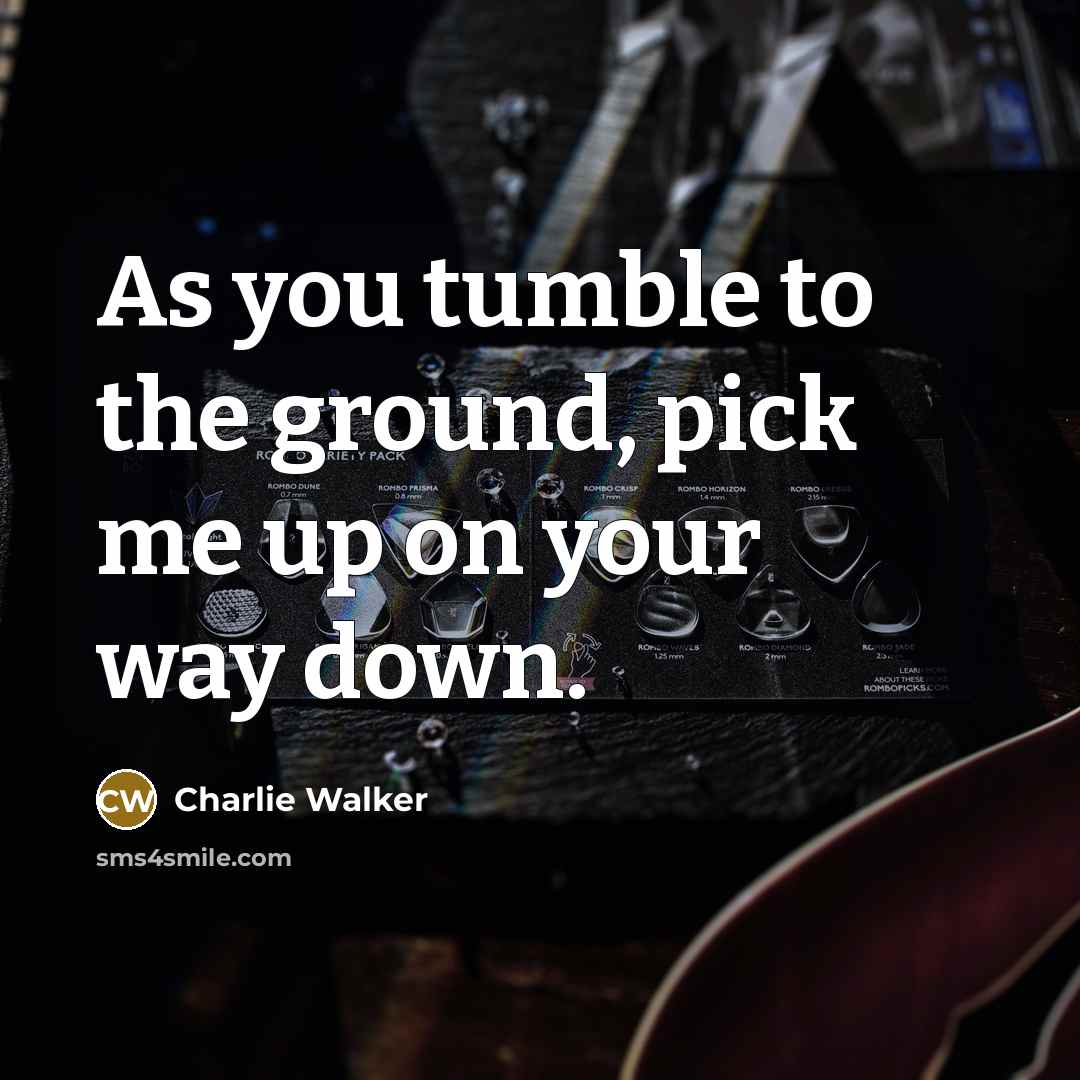 “As you tumble to the ground, pick me up on…” quote by Charlie Walker