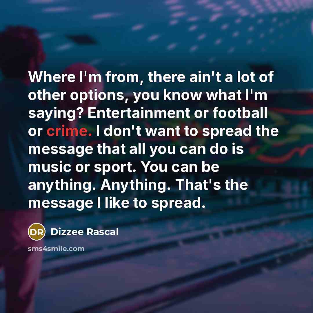 “Where I'm from, there ain't a lot of other options,…” quote by Dizzee Rascal