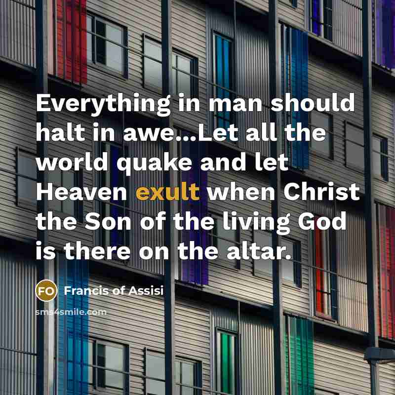 “Everything in man should halt in awe...Let all the world…” quote by Francis of Assisi