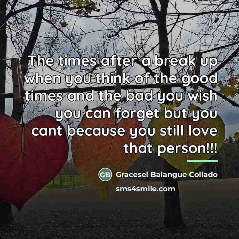 “The times after a break up when you think of…” quote by Gracesel Balangue Collado