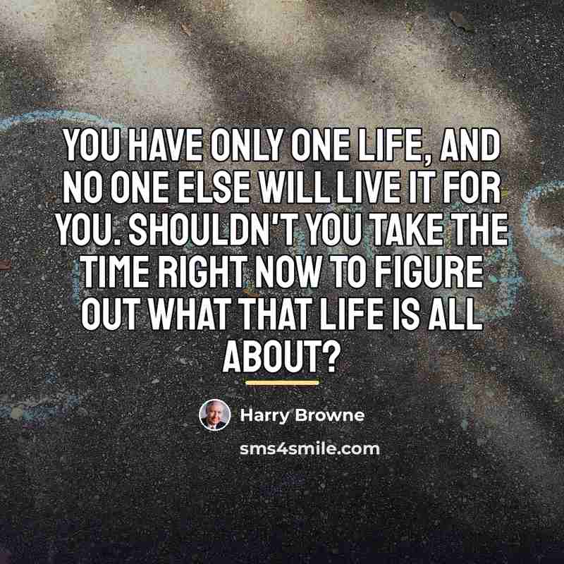 “You have only one life, and no one else will…” quote by Harry Browne