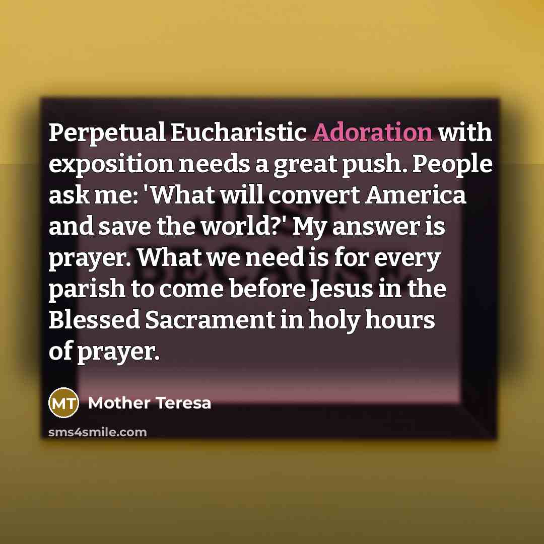 “Perpetual Eucharistic Adoration with exposition needs a great push. People…” quote by Mother Teresa