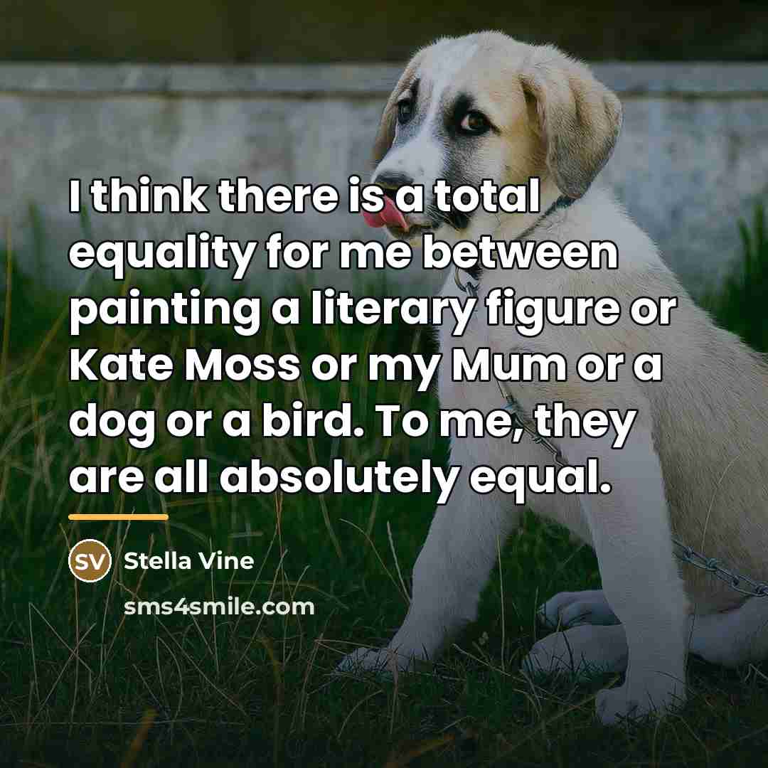 “I think there is a total equality for me between…” quote by Stella Vine