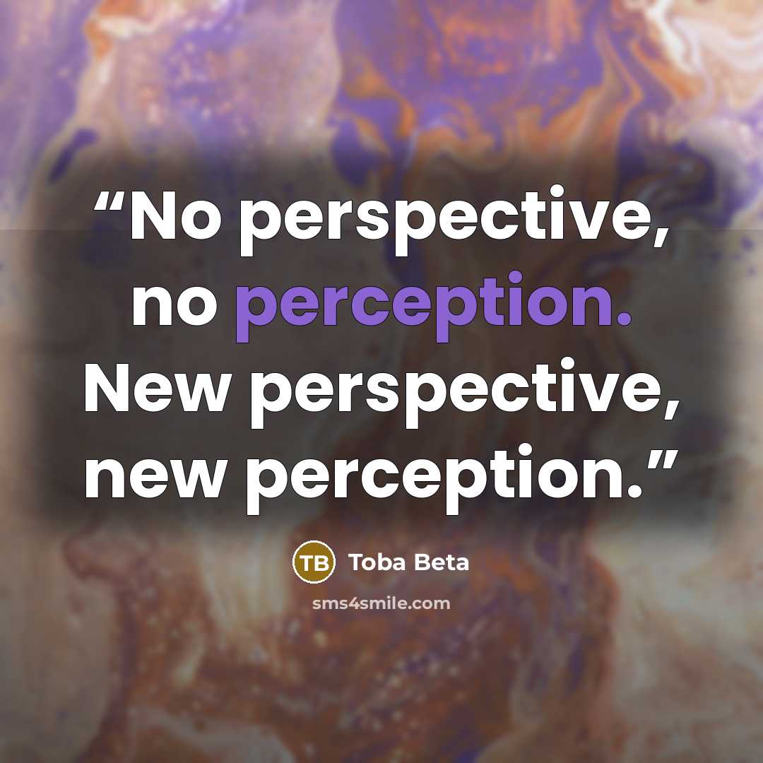 “No perspective, no perception. New perspective, new perception.” quote by Toba Beta