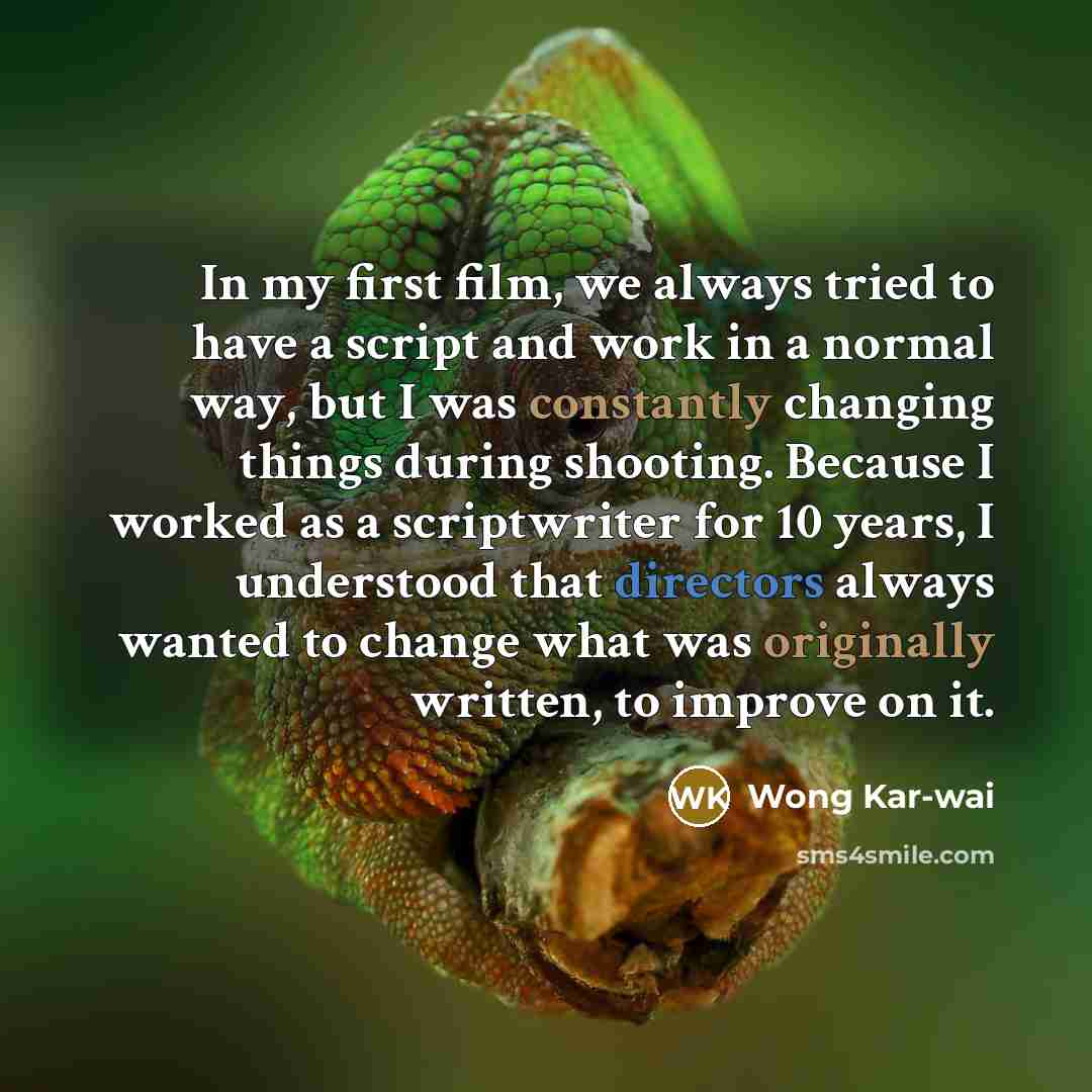 “In my first film, we always tried to have a…” quote by Wong Kar-wai