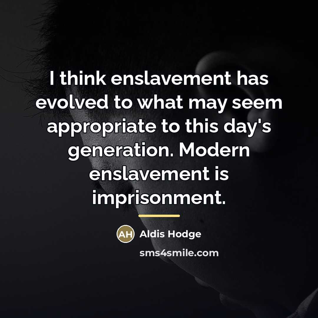 “I think enslavement has evolved to what may seem appropriate…” quote by Aldis Hodge