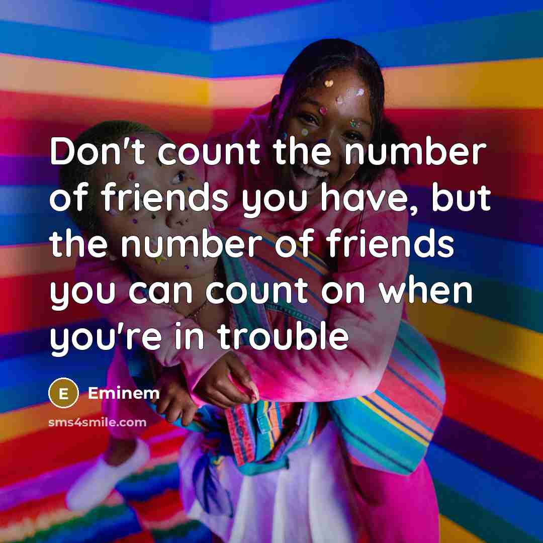 “Don't count the number of friends you have, but the…” quote by Eminem