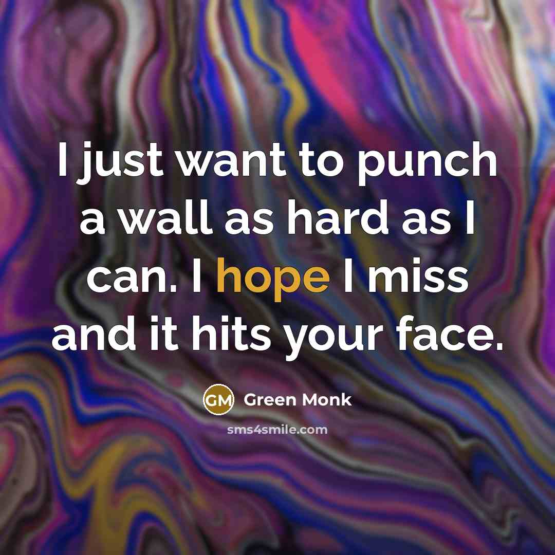“I just want to punch a wall as hard as…” quote by Green Monk