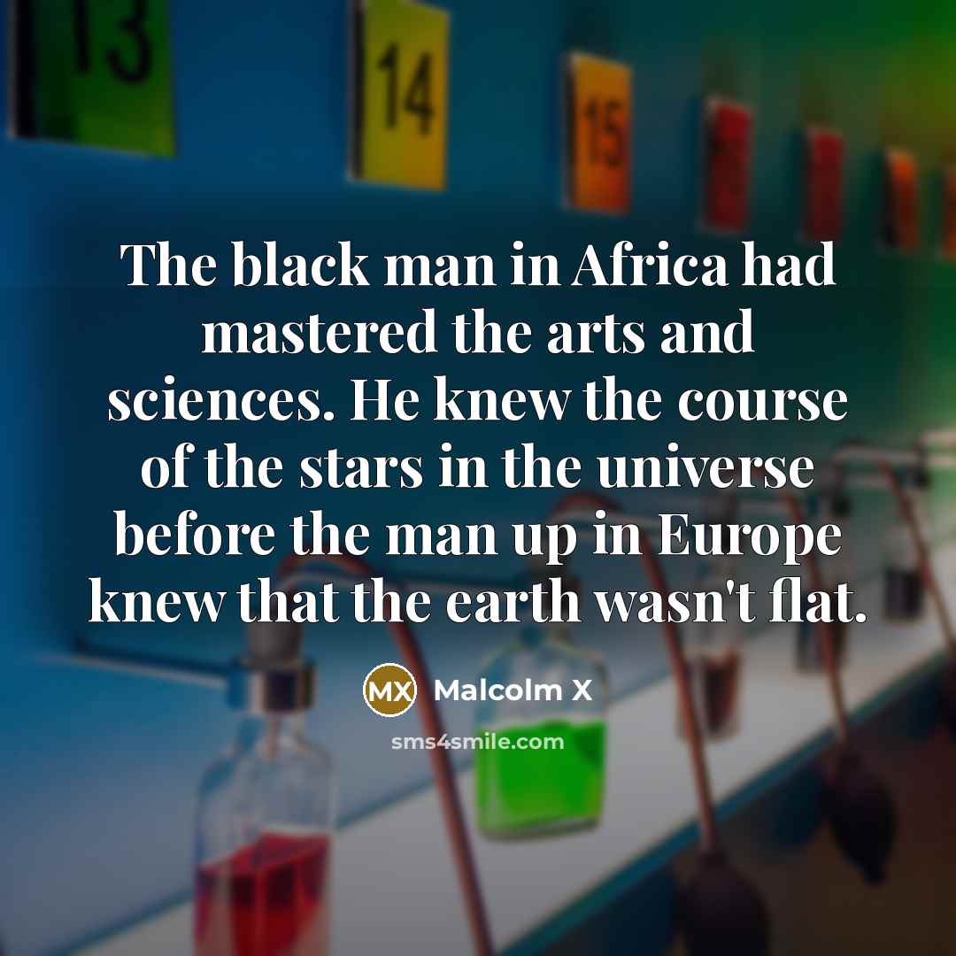 “The black man in Africa had mastered the arts and…” quote by Malcolm X