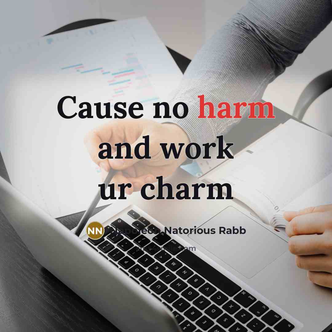 “Cause no harm and work ur charm” quote by Napoleon Natorious Rabb