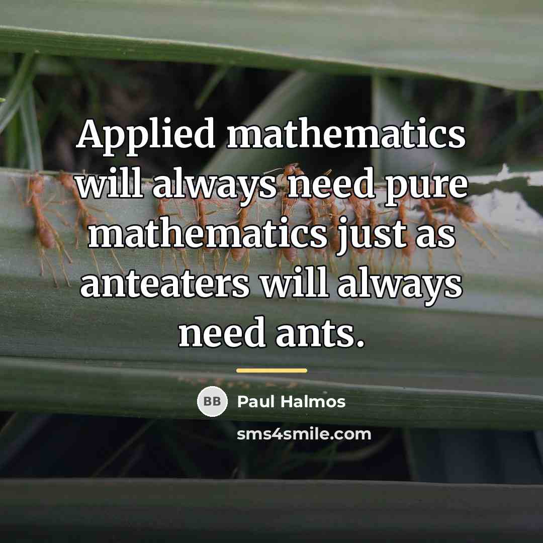 “Applied mathematics will always need pure mathematics just as anteaters…” quote by Paul Halmos