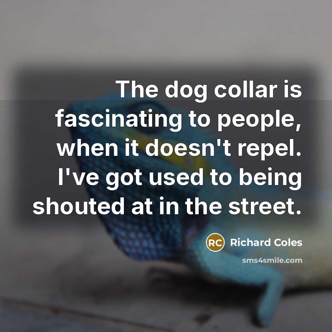 “The dog collar is fascinating to people, when it doesn't repel. I've got used to being shouted at in the street.” quote by Richard Coles