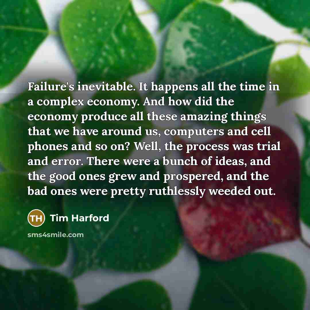 “Failure's inevitable. It happens all the time in a complex…” quote by Tim Harford