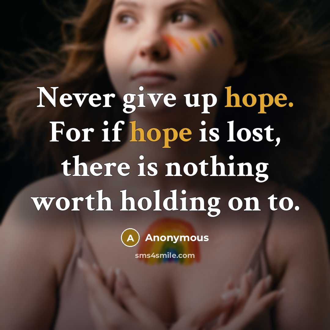 “Never give up hope. For if hope is lost, there…” quote by Anonymous