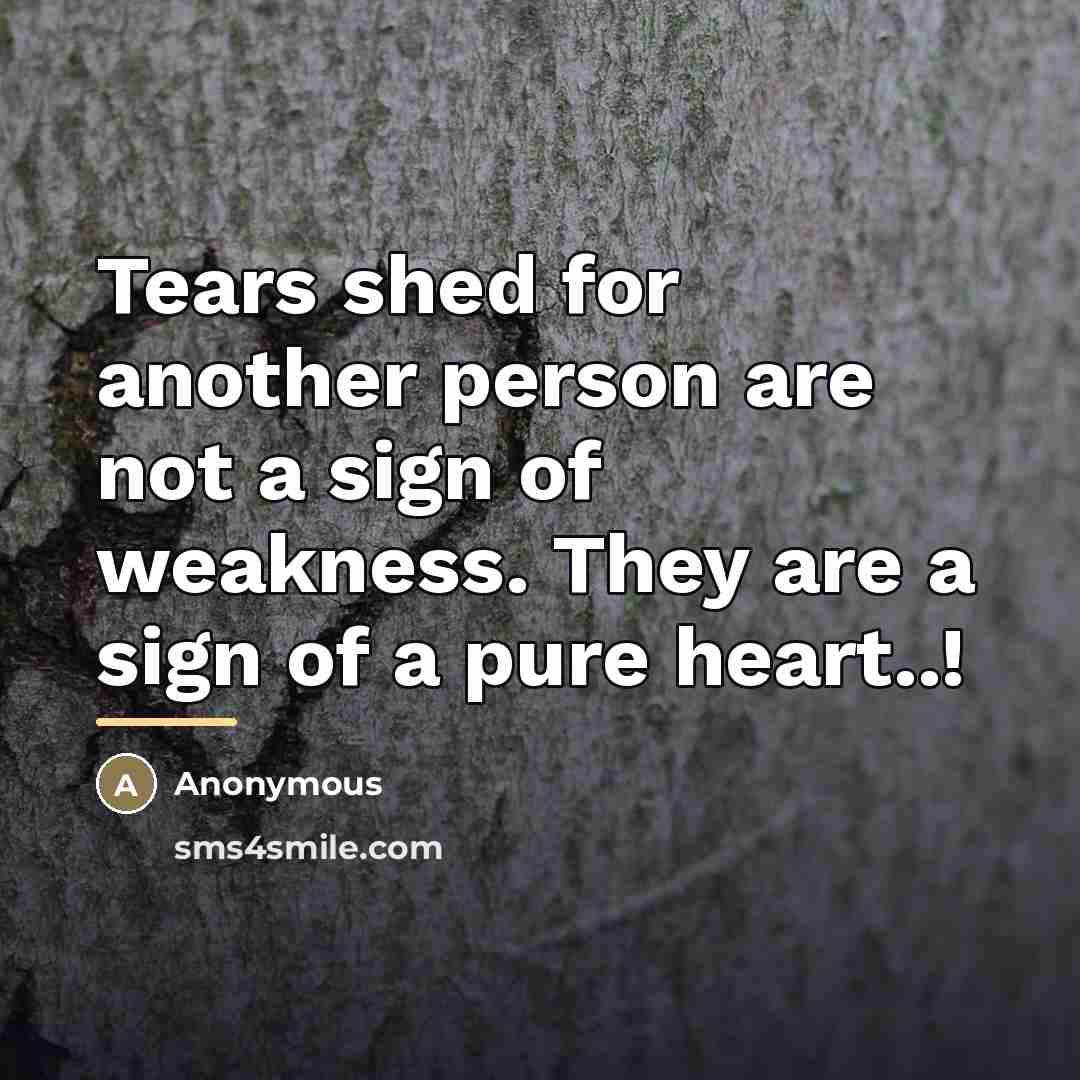 “Tears shed for another person are not a sign of…” quote by Anonymous