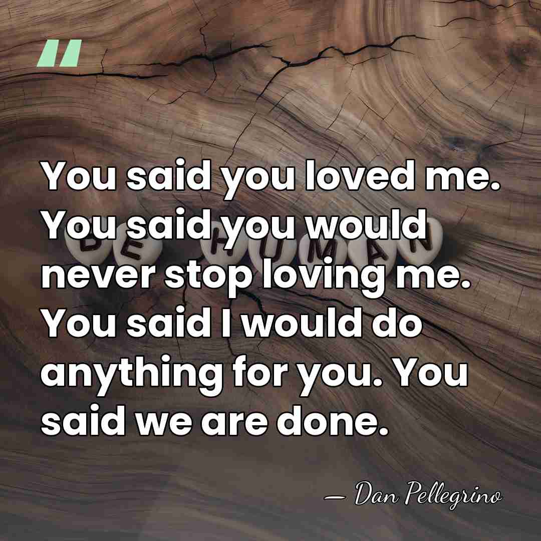 You said you loved me. You said you would never stop loving&hellip; - Dan Pellegrino