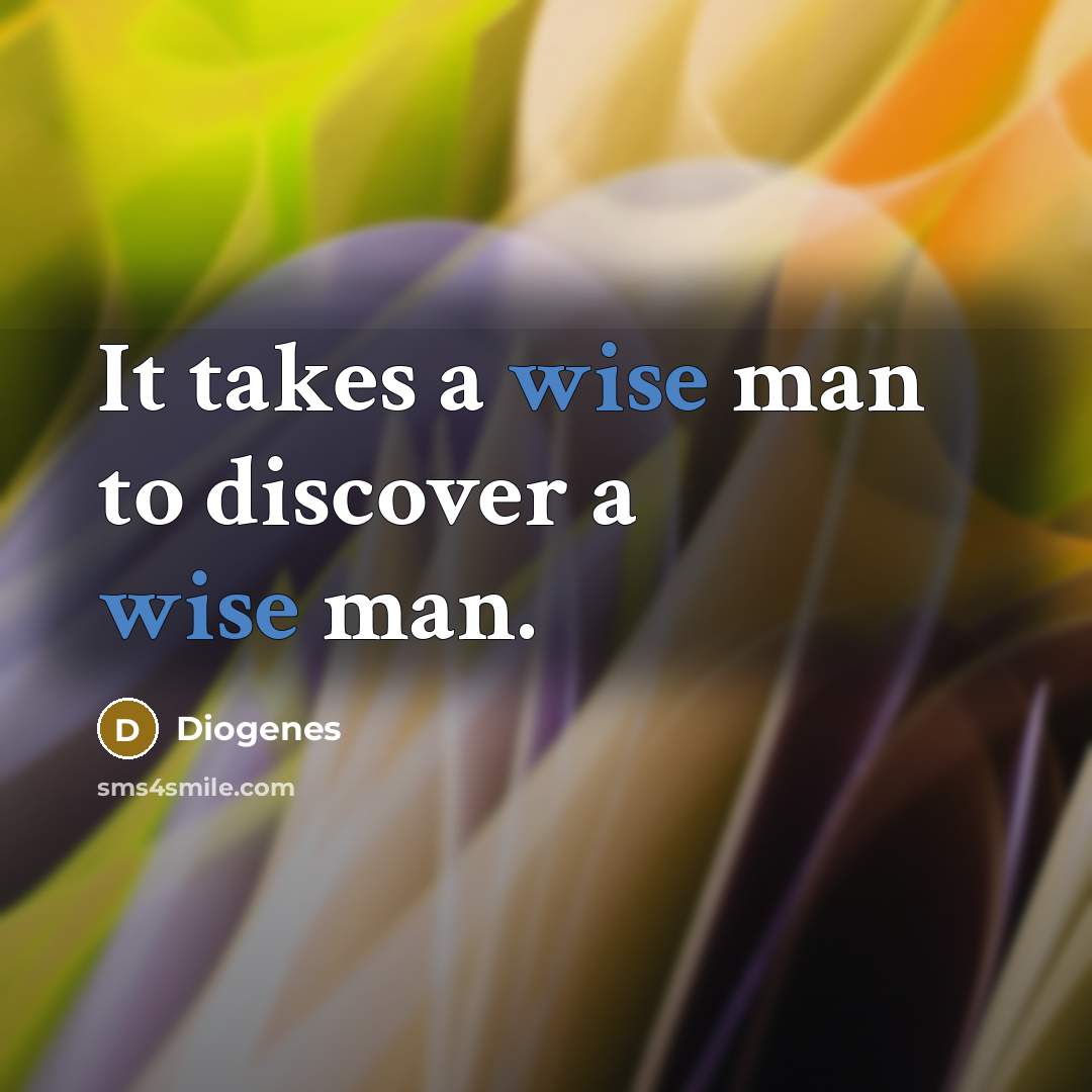 “It takes a wise man to discover a wise man.…” quote by Diogenes