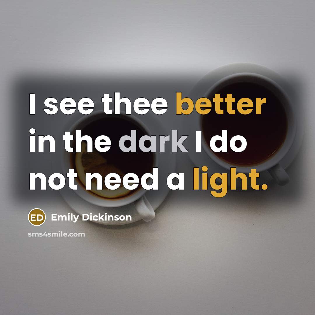 “I see thee better in the dark I do not need a light.” quote by Emily Dickinson