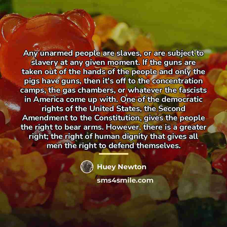 “Any unarmed people are slaves, or are subject to slavery…” quote by Huey Newton