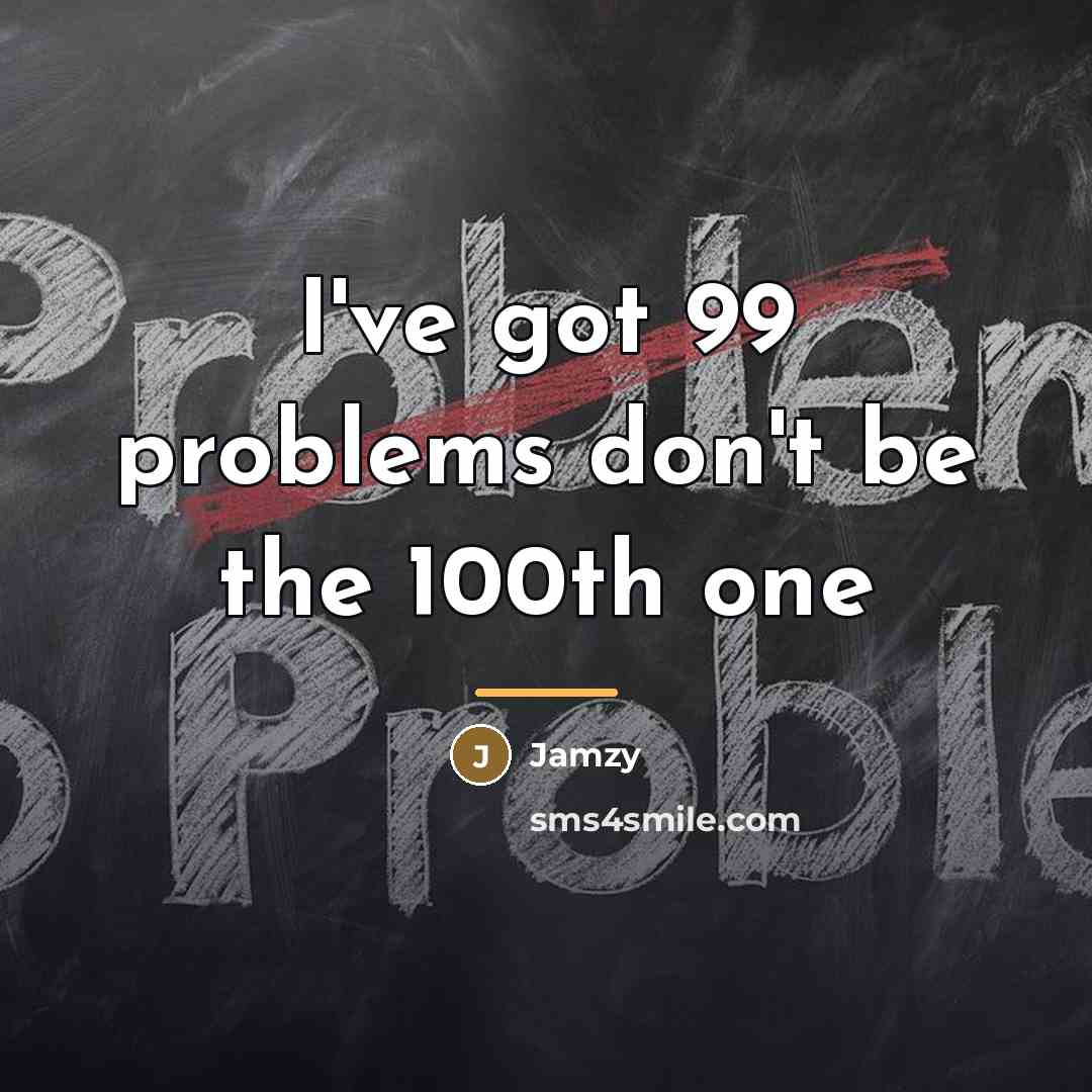 “I've got 99 problems don't be the 100th one…” quote by Jamzy