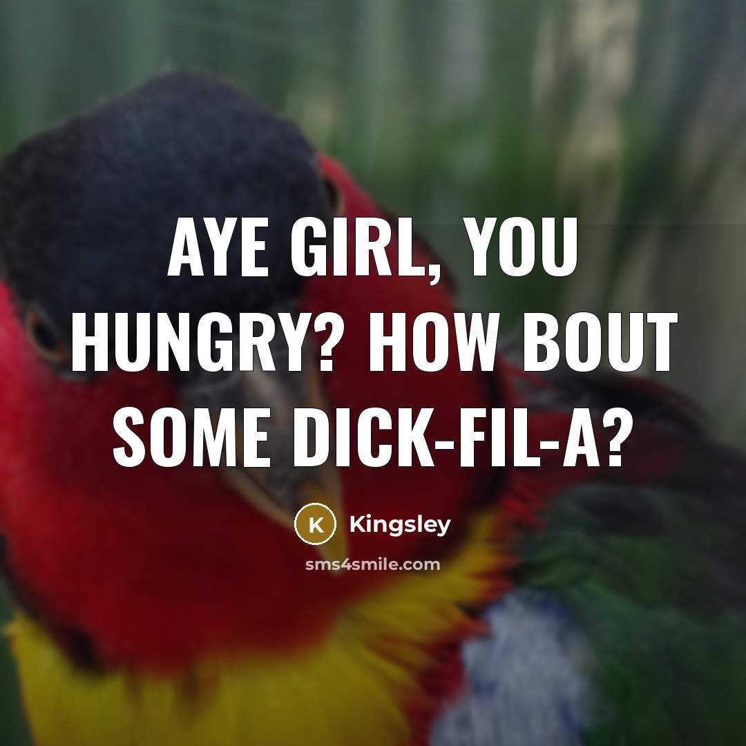 “Aye girl, you hungry? How bout some Dick-fil-A?…” quote by Kingsley