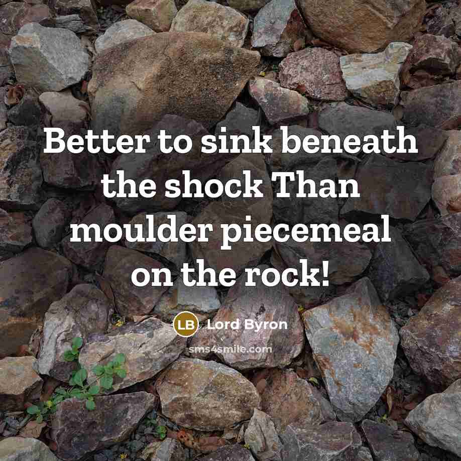 “Better to sink beneath the shock Than moulder piecemeal on…” quote by Lord Byron