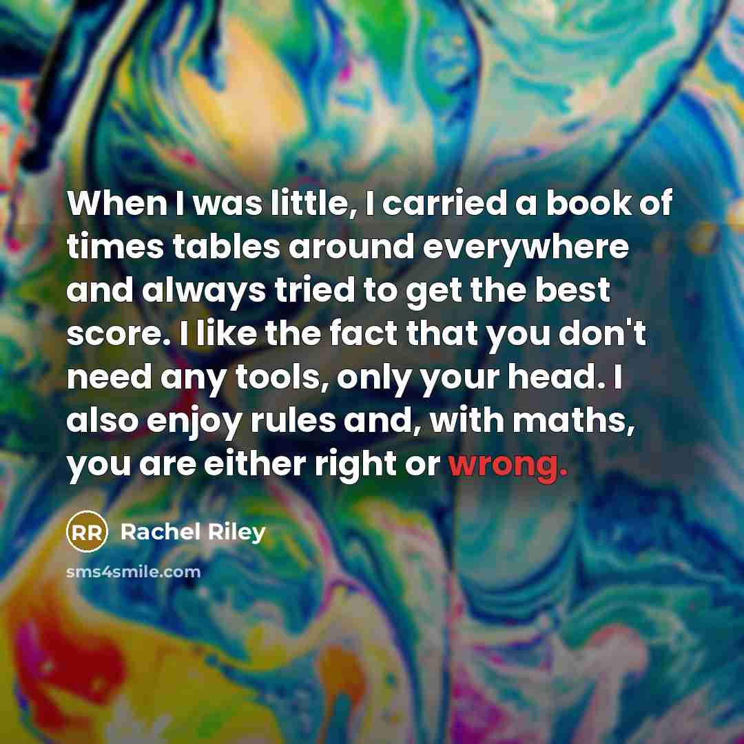 “When I was little, I carried a book of times…” quote by Rachel Riley