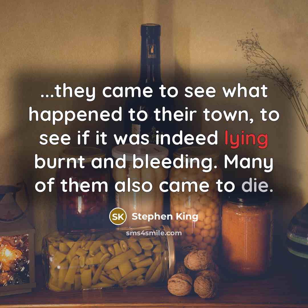 “...they came to see what happened to their town, to…” quote by Stephen King