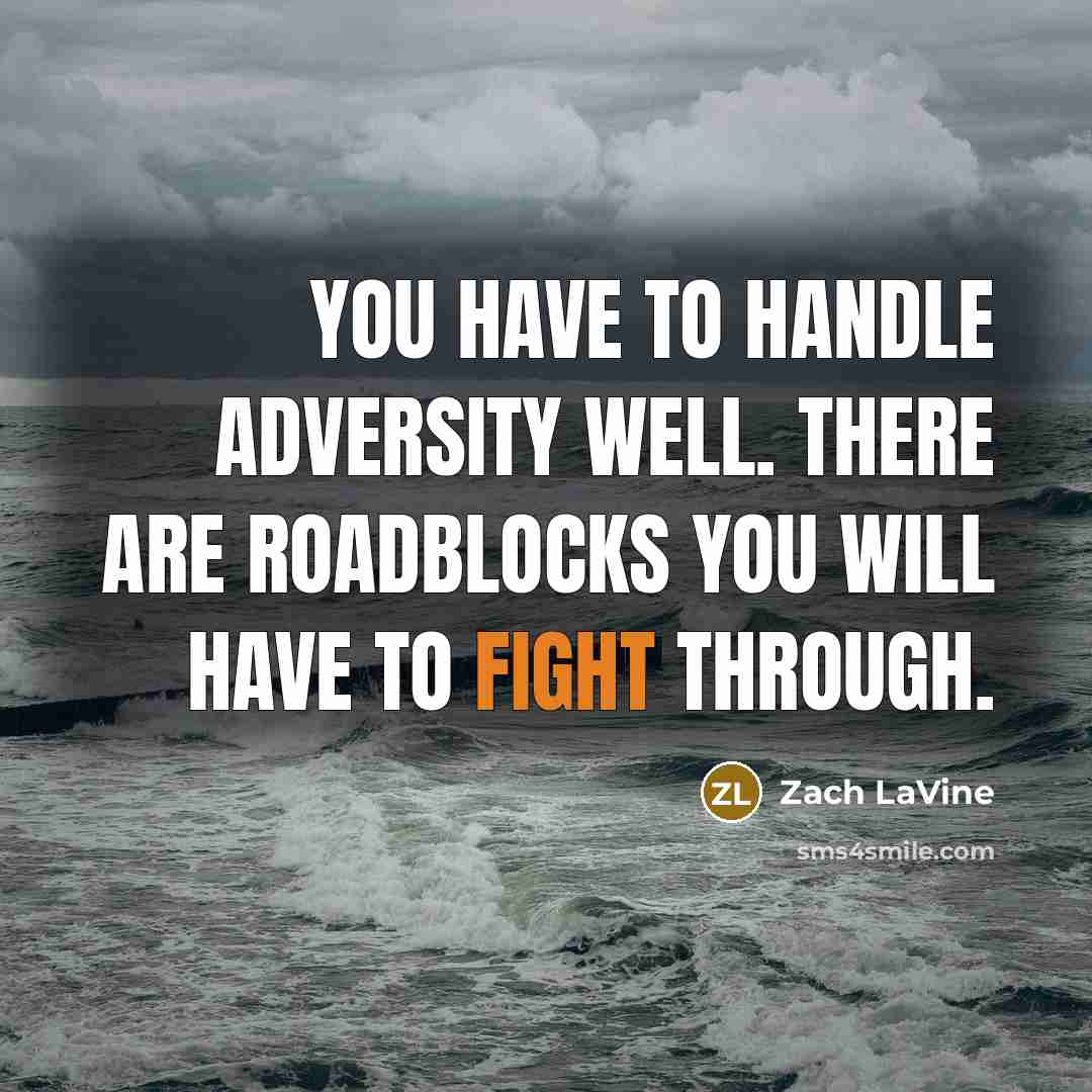 “You have to handle adversity well. There are roadblocks you…” quote by Zach LaVine