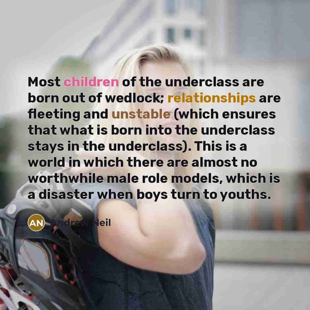 “Most children of the underclass are born out of wedlock;…” quote by Andrew Neil